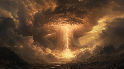 Dramatic Storm with Illuminated Lightning Bolts