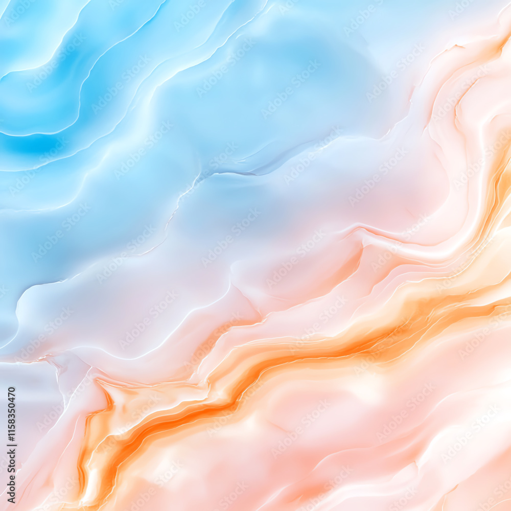 Poster a stunning abstract background with soft waves of blue, orange, and pink colors creating a harmoniou