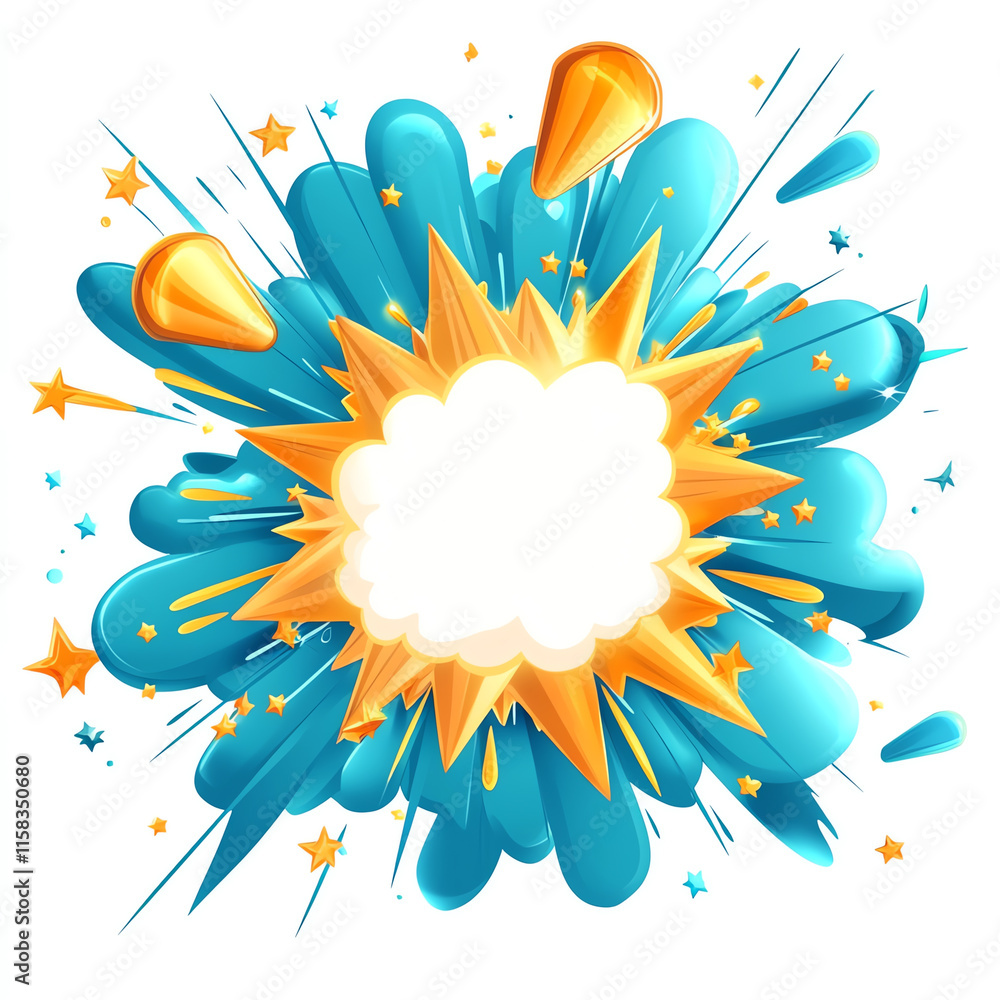 Aufkleber colorful explosion graphic with dynamic shapes and splashes, suitable for various design projects.