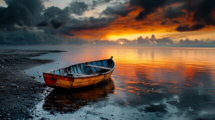 Fototapeta premium Serenity of a Boat on Water