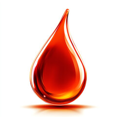 Obraz premium A glossy red liquid drop gracefully suspended against a white background, representing freshness and vitality.