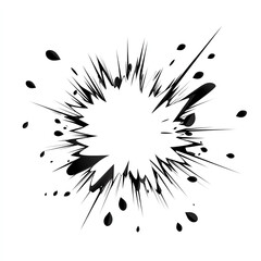 Abstract explosion effect with dynamic splashes and spikes on a white isolated background.