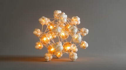 A glowing molecular structure model, showcasing scientific design and creativity.