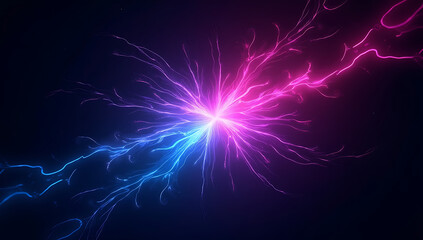 Dynamic neon light streaks in vibrant blue, pink, and purple on a pitch-black background, creating a retro-futuristic wallpaper design.
