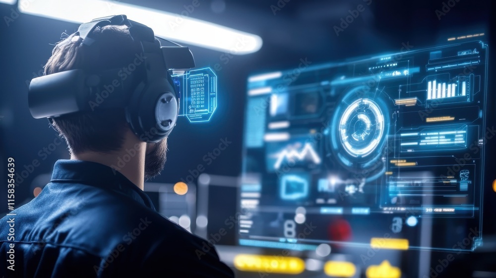 Aufkleber virtual reality experience tech lab digital interaction modern environment close-up view innovation 