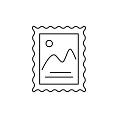 Photo Frame Outline Icon to depict a work of art on display.