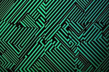 Close-up of a futuristic circuit board design illuminated by green neon lights, showcasing intricate technology and innovation.

