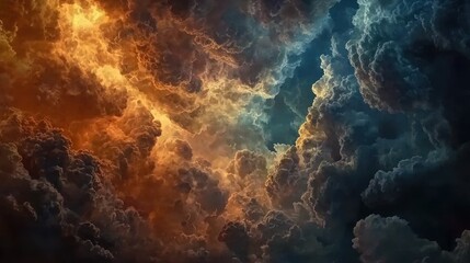 Fototapeta premium A dramatic display of colorful clouds, evoking a sense of cosmic wonder.
