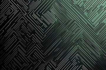 Close-up of a futuristic circuit board design illuminated by green neon lights, showcasing intricate technology and innovation.
