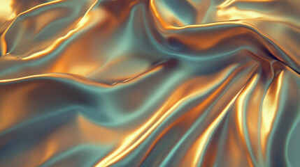 Obraz premium A luxurious texture of flowing silk fabric, shimmering with emerald green and subtle golden highlights, illuminated by soft diffused light