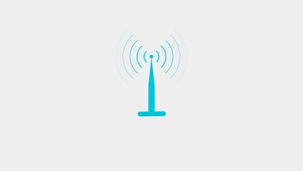 Digital Radio wave circle background. Radio station signal tower icon background 4k illustration.	
