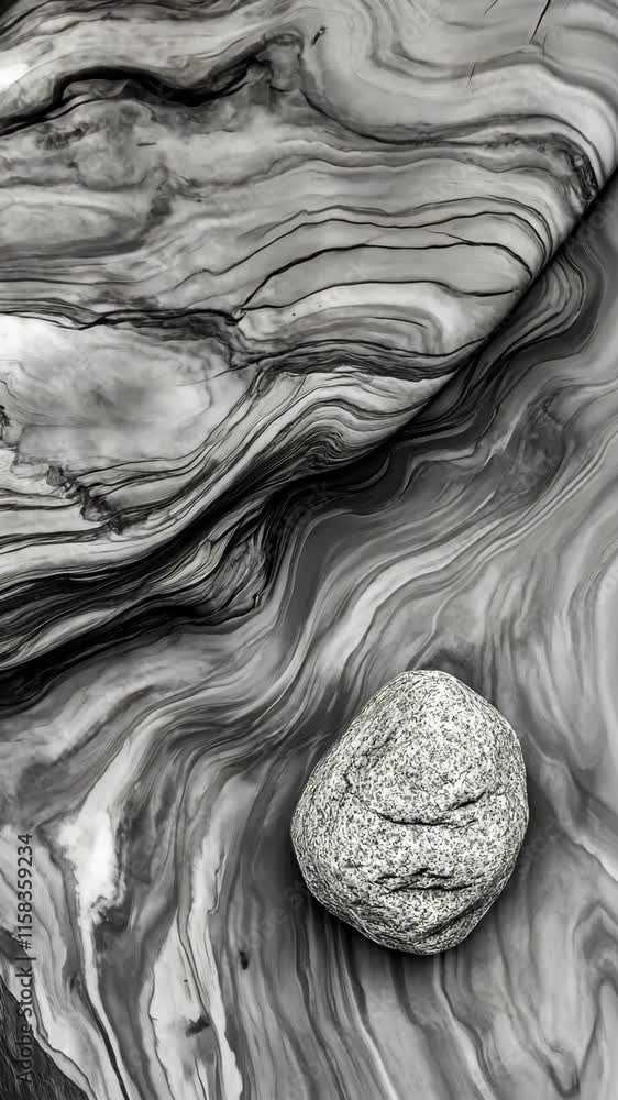 Poster abstract patterns of water and stone create a striking visual contrast in black and white textures