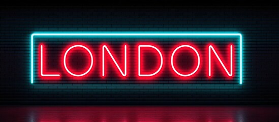 Fototapeta premium London Neon Sign in Red with a Modern Brick Wall Background