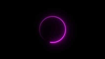 Abstract purple neon line circle icon illustration background 4k.
