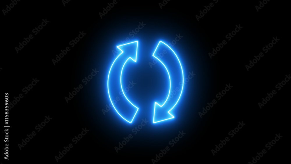 Sticker abstract neon arrow icon isolated on black background. charging and loading arrow icon illustration.