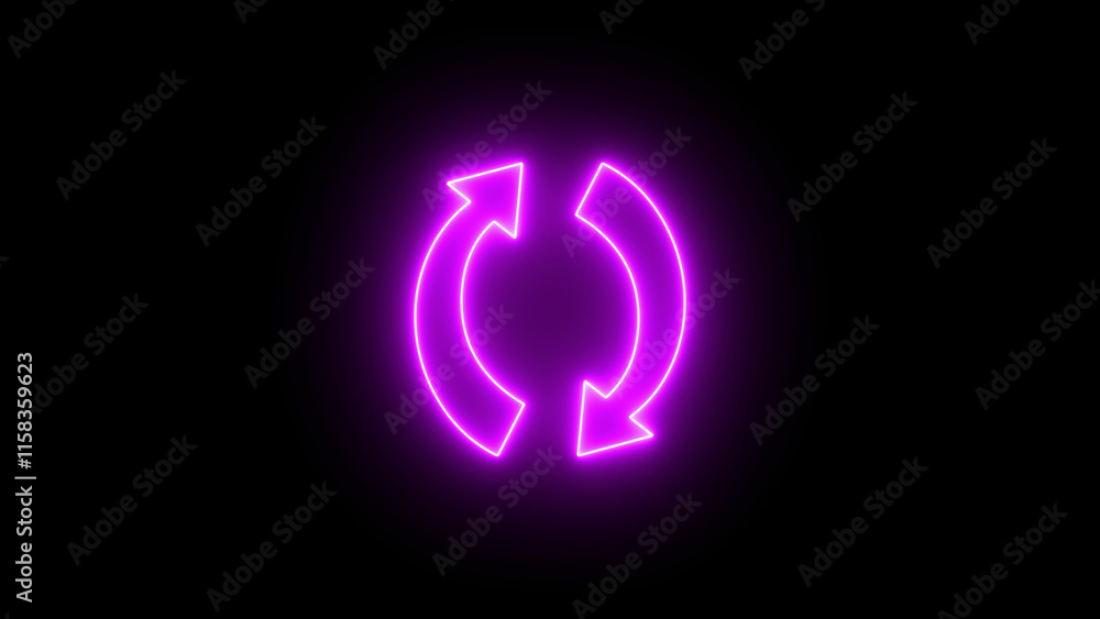 Wall mural abstract neon arrow icon isolated on black background. charging and loading arrow icon illustration.