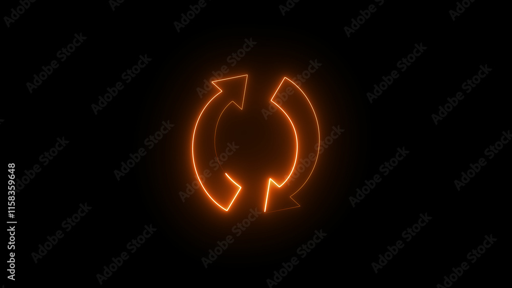 Sticker abstract neon arrow icon isolated on black background. charging and loading arrow icon illustration.