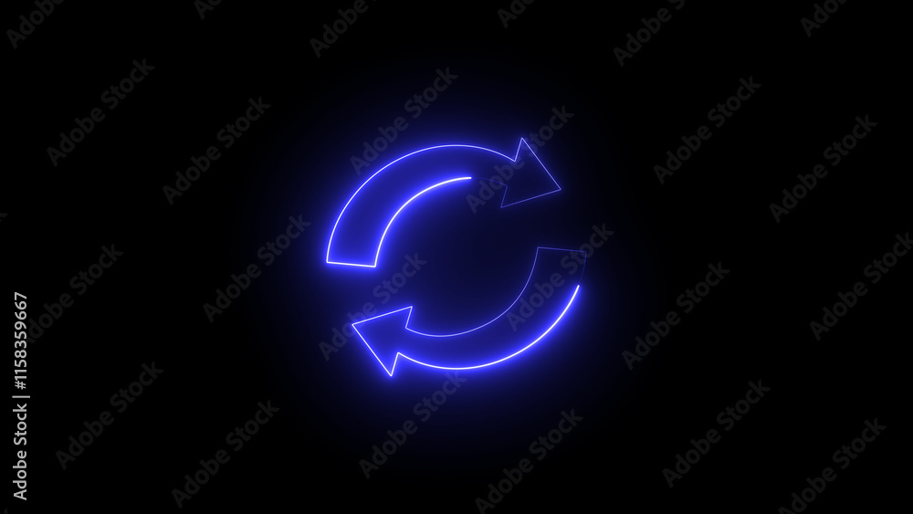 Sticker abstract neon arrow icon isolated on black background. charging and loading arrow icon illustration.