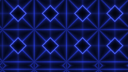 Abstract glowing blue color neon line mandala design background 4k illustration.	