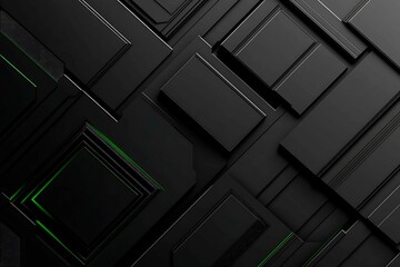 Close-up of a futuristic circuit board design illuminated by green neon lights, showcasing intricate technology and innovation.
