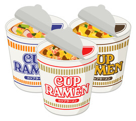 カップラーメン フタ開き イラスト