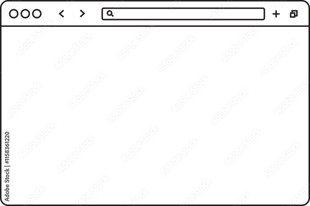 Poster browser window icon in line style. design template with browser window for website and mobile app de