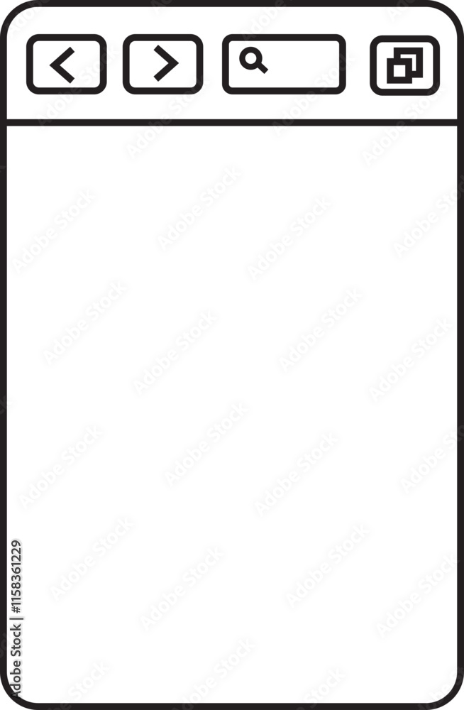 Poster browser window icon in line style. design template with browser window for website and mobile app de
