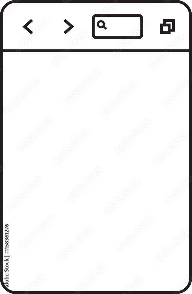 Poster browser window icon in line style. design template with browser window for website and mobile app de