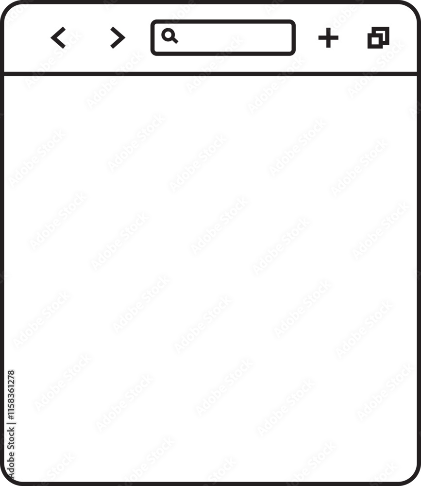 Poster browser window icon in line style. design template with browser window for website and mobile app de