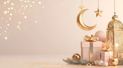 Luxurious Ramadan Gift Ideas, Design concept of Ramadan Kareem with copy space