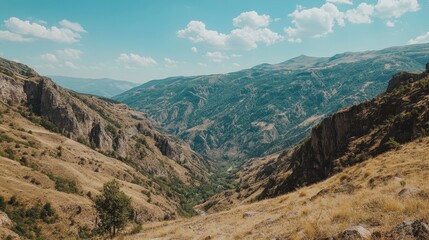 Naklejka premium A mountain range with a valley in between