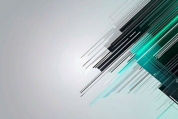 Obraz premium Close-up of a futuristic circuit board design illuminated by green neon lights, showcasing intricate technology and innovation. 