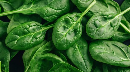 Vibrant Green Spinach Leaves Close-Up Photo: Fresh, Healthy Produce Texture. AI Generated