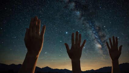 raised arms with hands