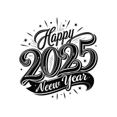 a black and white photo of a happy new year.