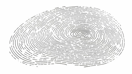 Linear drawing of a fingerprint. Continuous line drawing of biometric scan symbol on white background