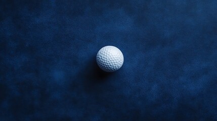 Isolated minimalist image of a golf ball on a luxurious dark blue surface