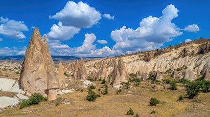 Fototapeta premium A mountain range with many small hills and a few large ones
