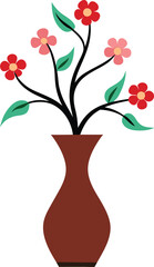 A Beautiful Flower Tree With Vase Illustration