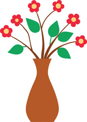 A Beautiful Flower Tree With Vase Illustration