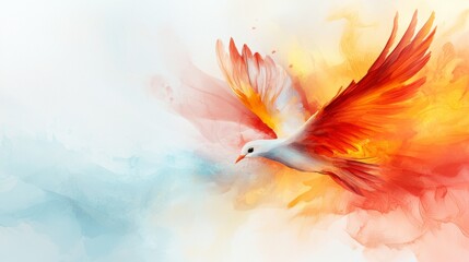 Fototapeta premium Majestic Bird in Flight with Vibrant Colorful Feathers and Abstract Background Artwork