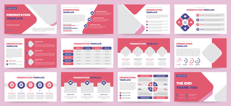 Modern Pink and Purple Startup Pitch Deck and Campaign Deck Presentation Template with Infographics. Creative educational presentation template with infographic slides and minimal pastel design.