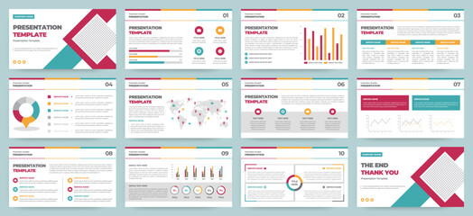 Modern presentation slide templates. Infographic elements template set for web, print, annual report brochure, business flyer leaflet marketing and advertising template. Vector Illustration.