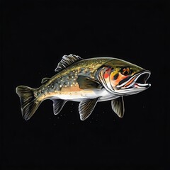 an AI Image Generator, Illustration of a Lively Trout in Dynamic Motion