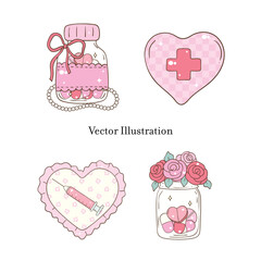 Whimsical Hand-Drawn Medical Themed, Nurse Life Decorative. Vector  Illustration