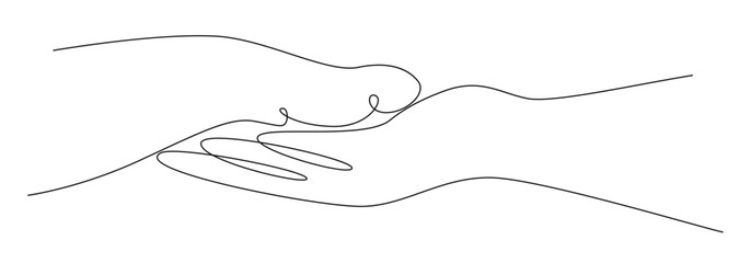 Man hand and dog hand line vector, Man with dog line art 