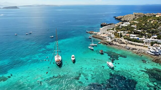 Breathtaking Aerial View of Kassiopi: A Scenic Village in Corfu's Mediterranean Paradise
