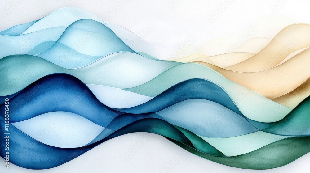Poster abstract waves of soft colors flowing in harmonious patterns for creative projects