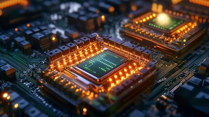 Printed Circuit Board Futuristic Server Circuit Blueprint