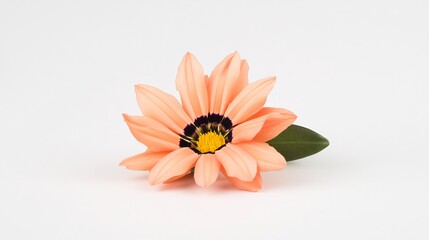 Close-up Photo: Delicate Peach Gazania Flower Blooming Gently on Neutral Background. AI Generated
